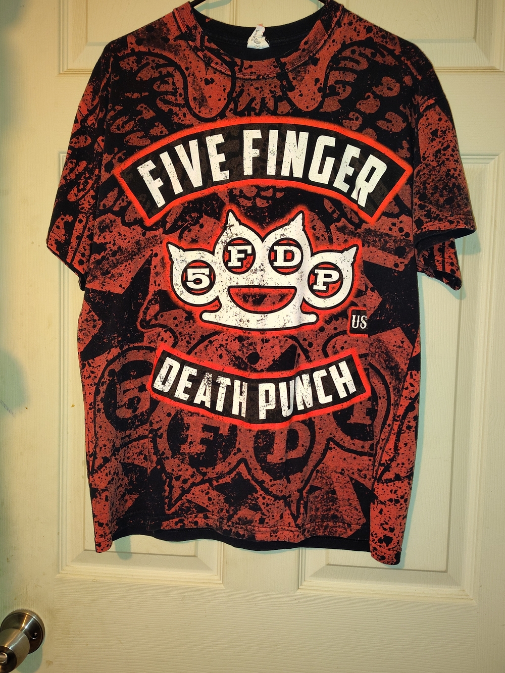 Anvil Red and Black Five Finger Death Punch Graphic Tee